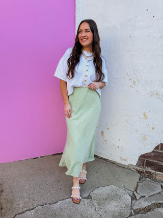Grace Floral Midi Skirt-Sage