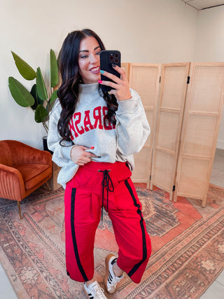 Cool Girl Barrel Pants-Red/Black