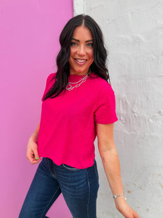 Lindsey Basic Tee-Hot Pink