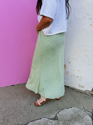 Grace Floral Midi Skirt-Sage