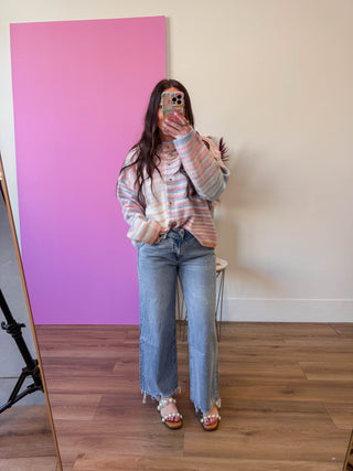 Over The Rainbow Cardigan-Bubblegum/Mint