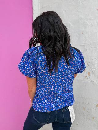 Jenny Floral Top-Blue