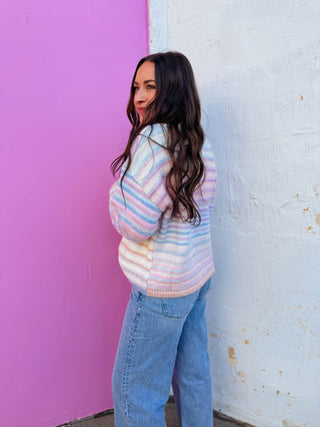 Over The Rainbow Cardigan-Bubblegum/Mint