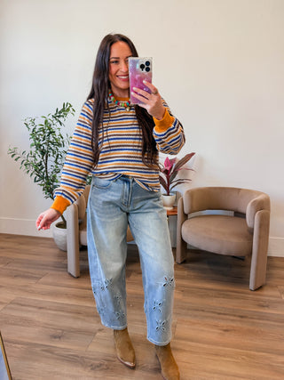 Isaac Striped Knit Top-Mustard