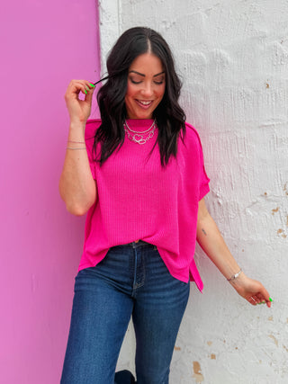 Kyla Corded Top-Hot Pink
