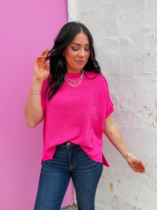 Kyla Corded Top-Hot Pink