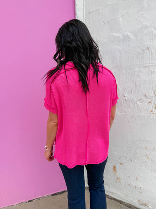 Kyla Corded Top-Hot Pink