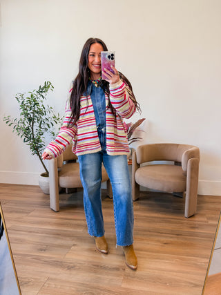 Happy Hour Cardigan-Fuchsia Mix