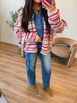 Happy Hour Cardigan-Fuchsia Mix