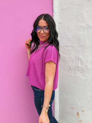 Elladee Knit Top-Light Plum