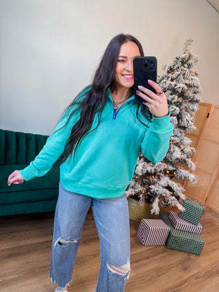 Lilly Quarter Zip Pullover-Jade