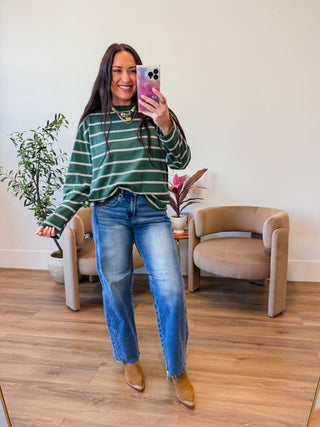 Jace Striped Long Sleeve-Green