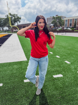 Huskers 3D Metallic Puff Tee