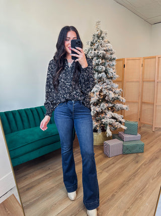 Shanda Floral Top-Black