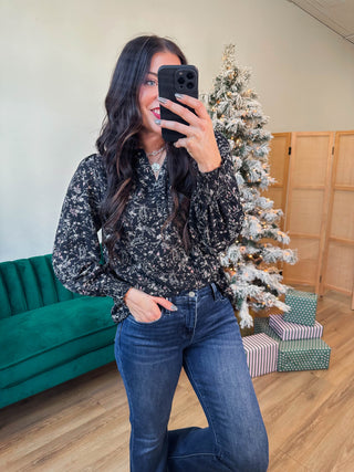 Shanda Floral Top-Black