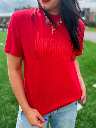 Huskers 3D Metallic Puff Tee