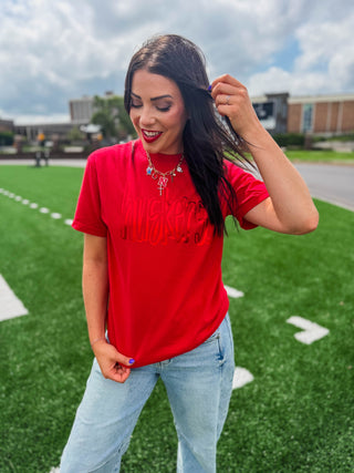 Huskers 3D Metallic Puff Tee
