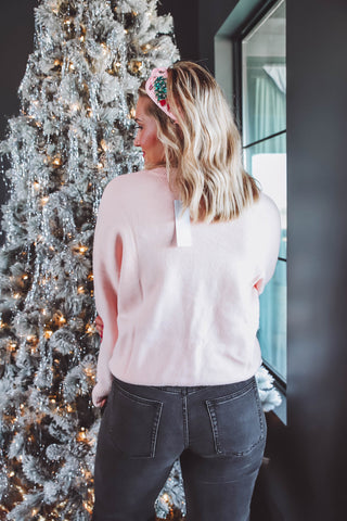 Merry Color Block Sweater-Blush/Red