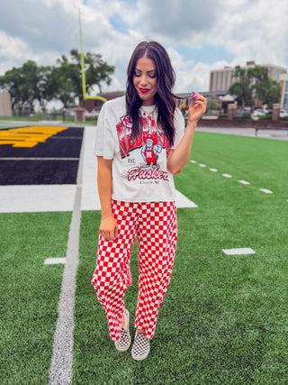 Checkmate Barrel Pants-Red