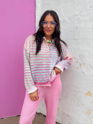 Rainbow Rush Cardigan-Strawberry Mix