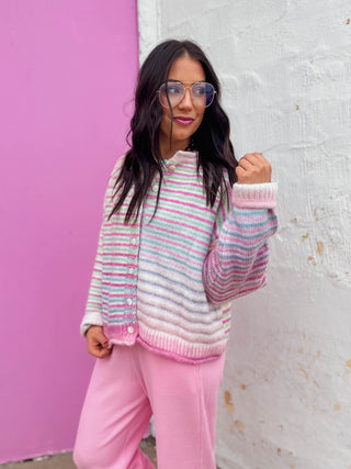 Rainbow Rush Cardigan-Strawberry Mix