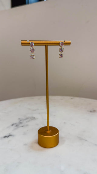 Triple 3 Circle Cz 1" Drop Earring