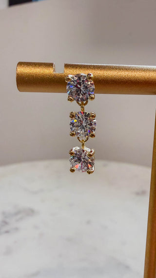 Triple 3 Circle Cz 1" Drop Earring