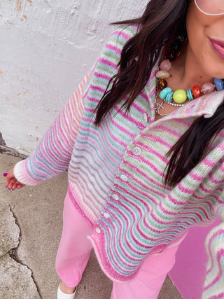 Rainbow Rush Cardigan-Strawberry Mix