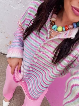 Rainbow Rush Cardigan-Strawberry Mix
