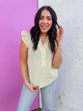 Mae Striped Top-Yellow