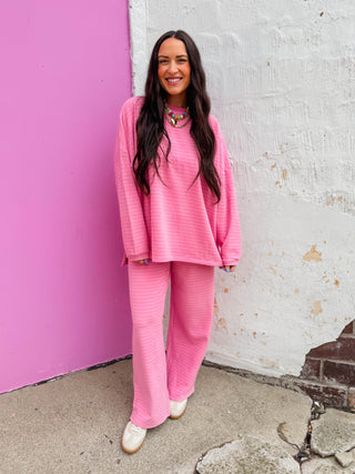 Ashton Striped Pants-Pink