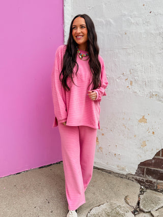 Ashton Striped Pants-Pink