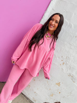 Ashton Striped Top-Pink