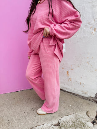 Ashton Striped Pants-Pink