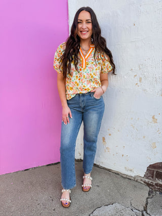 Georgia Floral Top-Yellow/Orange