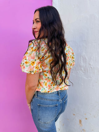 Georgia Floral Top-Yellow/Orange