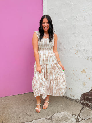 Thea Plaid Midi Dress – IKT
