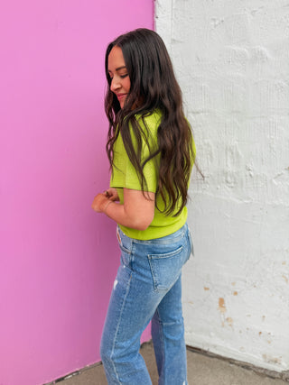 Tiffany Knit Top-Lime