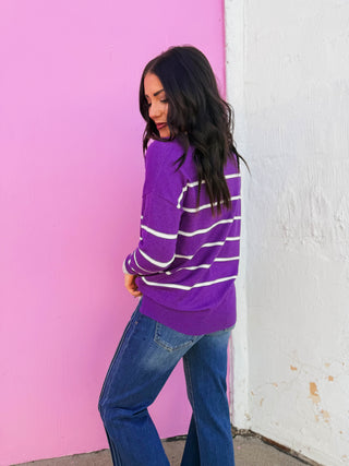Wear Everywhere Striped Sweater-Violet
