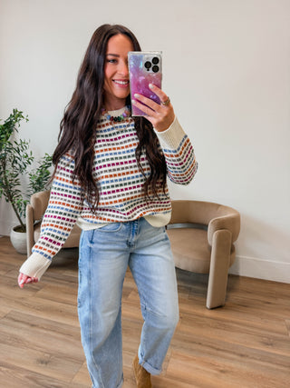 Casyn Striped Sweater-Magenta/Camel