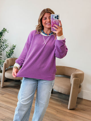 Go-To Corded Pullover-Light Plum