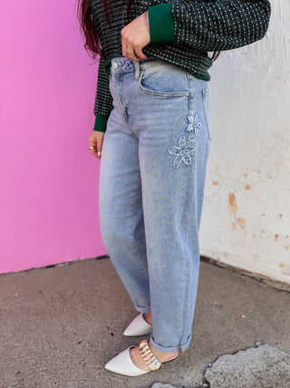 Petal Patch Barrel Denim