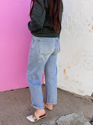 Petal Patch Barrel Denim