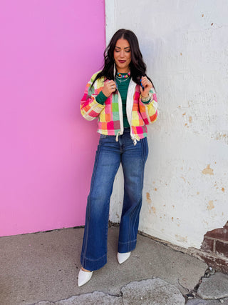 Prism Plaid Jacket-Rainbow