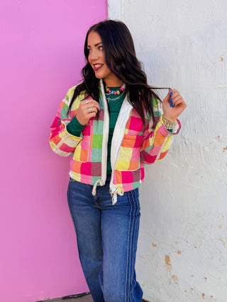 Prism Plaid Jacket-Rainbow
