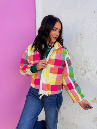 Prism Plaid Jacket-Rainbow