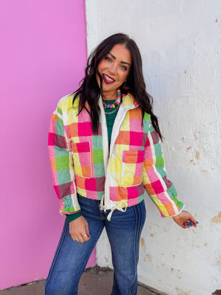Prism Plaid Jacket-Rainbow