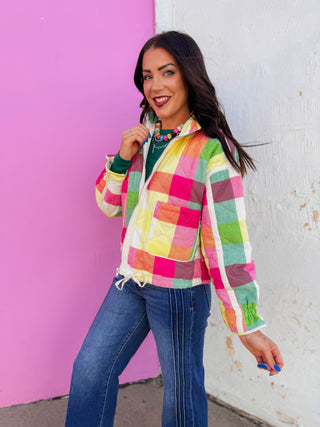 Prism Plaid Jacket-Rainbow