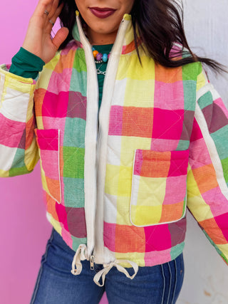 Prism Plaid Jacket-Rainbow