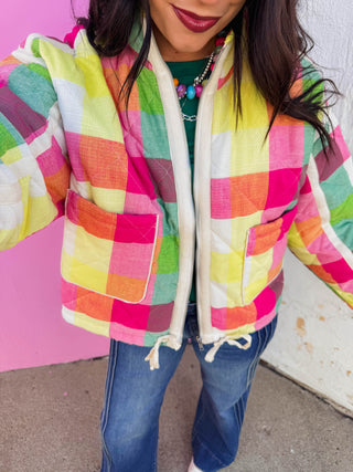 Prism Plaid Jacket-Rainbow